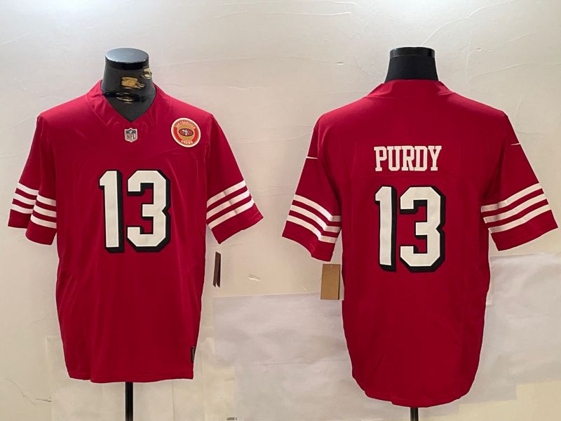 Men San Francisco 49ers #13 Purdy Red Three generations 2024 Nike Vapor Limited NFL Jersey style 8